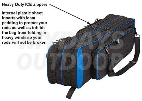 ICE Fishing Rod & Tackle Bag 36" Soft Case MDSFR-8