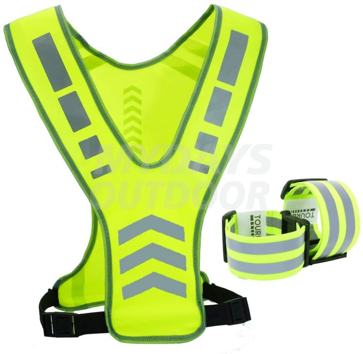  Reflective Running Vest Gear with Pocket Safety Reflective Vest Bands for Night Cycling Walking Bicycle Jogging MDSSV-1