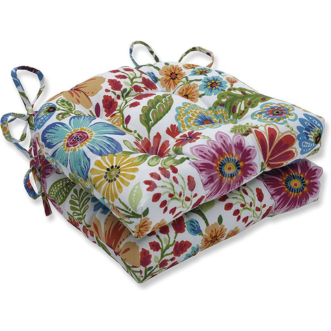 Utomhus/inomhus svängande palmer Capri Green/Pink Reversible Chair Pads MDSGE-9