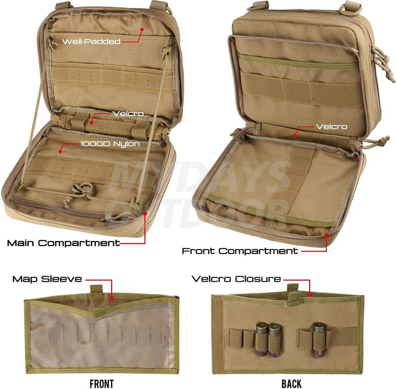 Tactical Molle Admin Pouch of Laser Cut Design with Map Pocket MDSTA-5