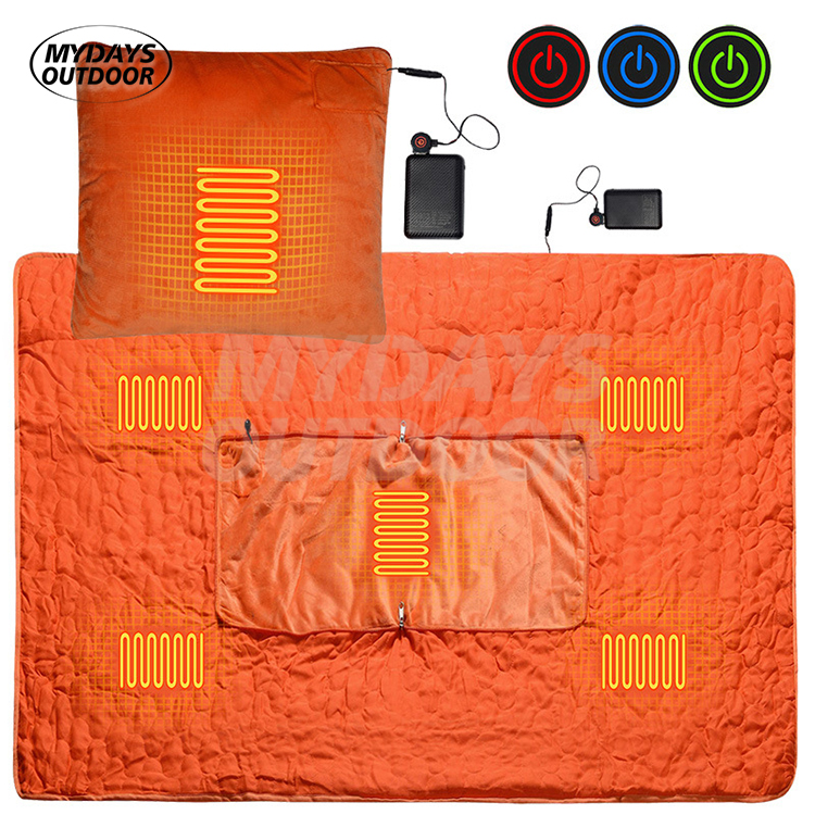 Heated Pillow Blanket 2 in 1 Blanket Zips Into A Pillow MDSCL-17