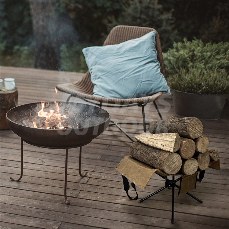 Firewood Log Carrier Tote with Portable Metal Stand MDSGC-27