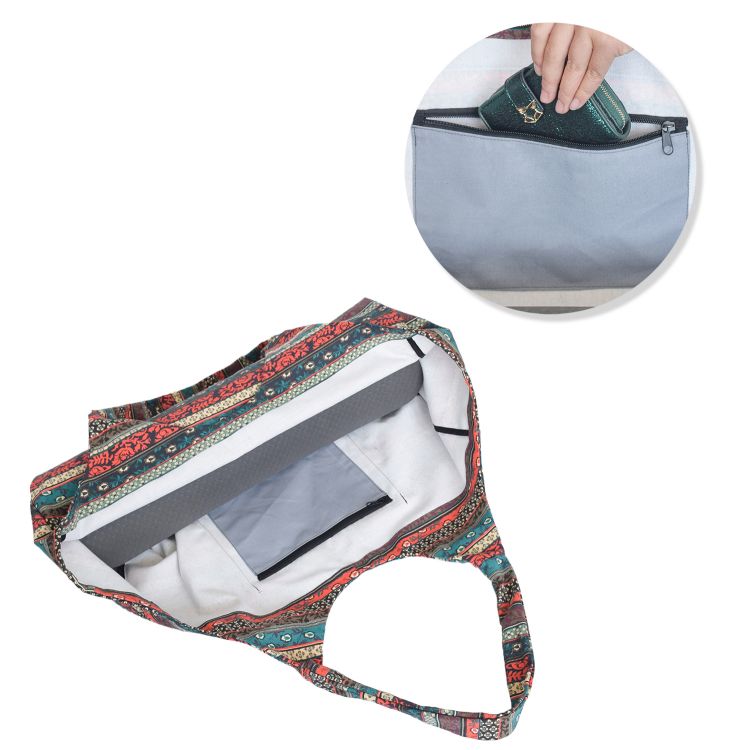 Sac De Transport Pour Tapis De Yoga – Toile De Coton 8 Oz, 74x15x30 Cm, 2 Poches, Pour 2 Tapis Et 2 Serviettes