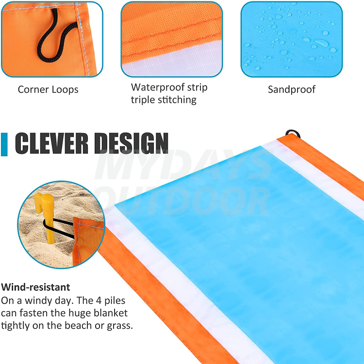 Beach Camping Blanket Sandproof Oversized Beach Mat Waterproof Lightweight Picnic Mat MDSCM-4