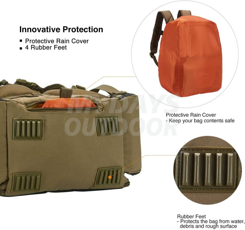 Fishing Tackle Backpack with 4 Trays Storage with Protective Rain Cover MDSFB-6