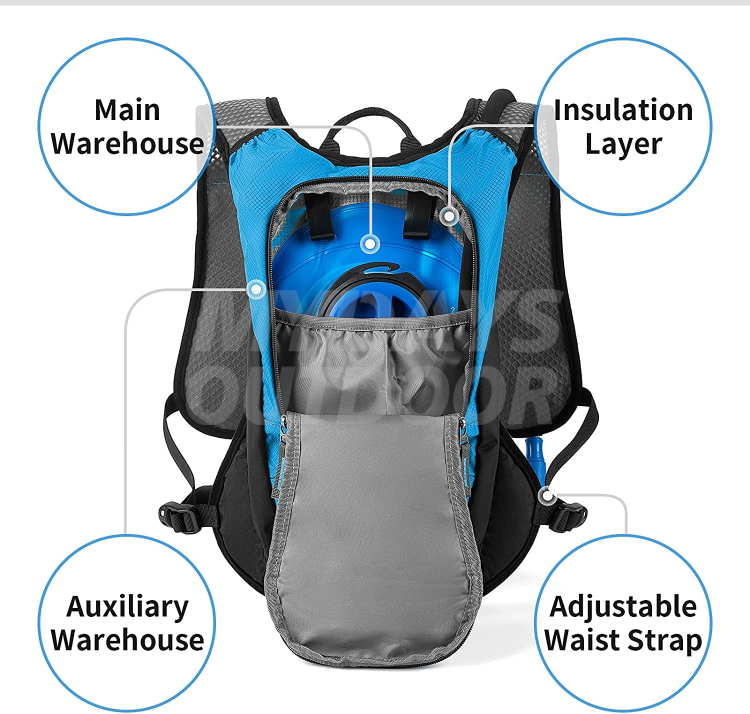 Hydration Running Vest Pack with 2L Water Bladder Lightweight Insulated Backpack for Trail Biking Hiking Cycling MDSSV-6