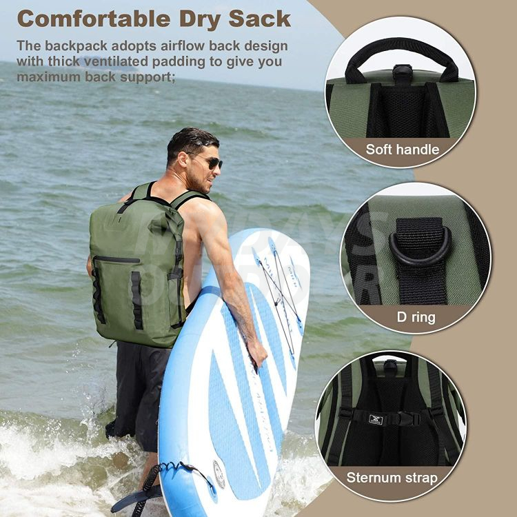 Backpack Sack Roll-Top Closure Dry Bag for Kayaking Rafting MDSCD-6