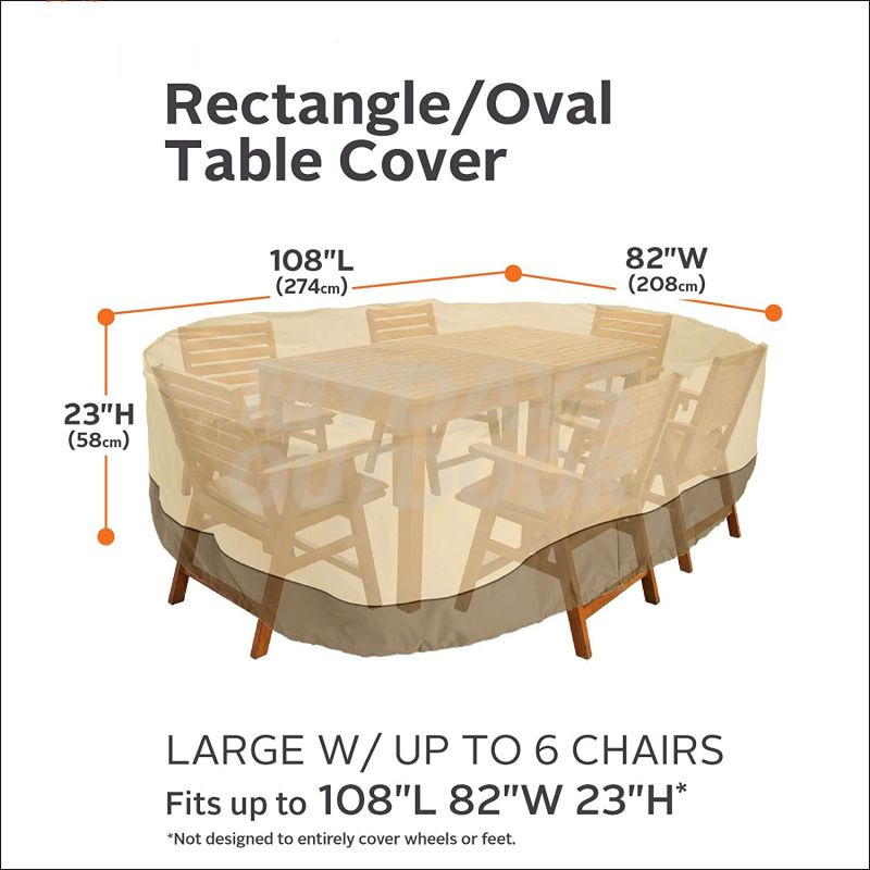  Water-Resistant 108 Inch Rectangular/Oval Patio Table & Chair Set Cover MDSGC-22