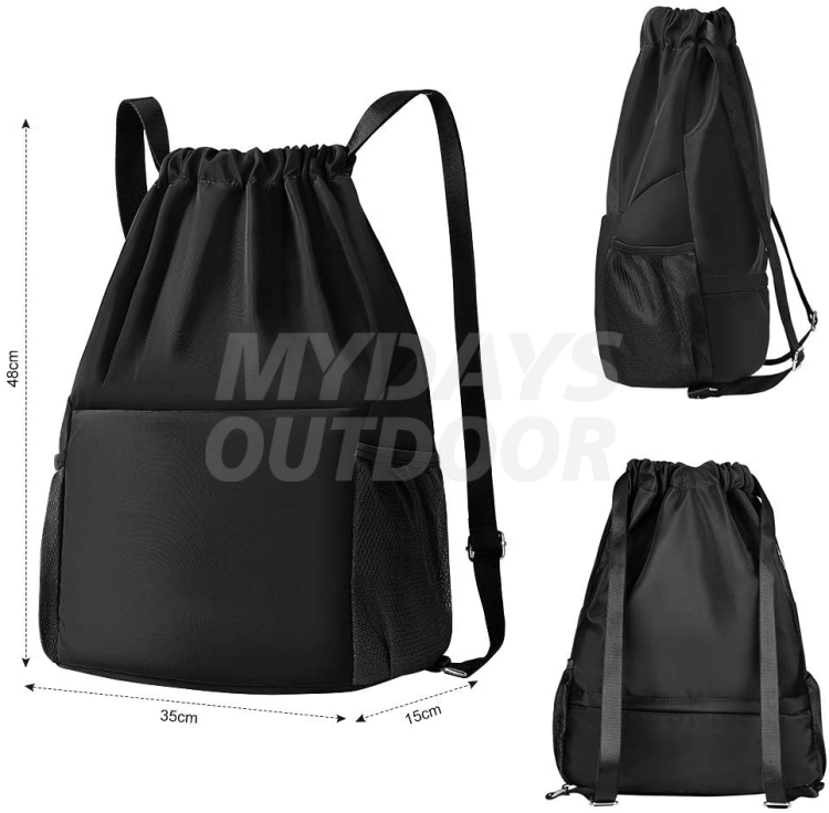 Gym Backpack String Bag with Shoe Compartment Waterproof Nylon Large Equipment Storage Sackpack MDSSB-3