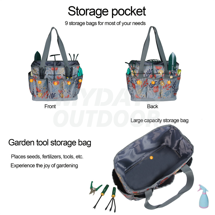 Garden Tool Tote Bag Gardening Organizer with Deep Pockets for Gardener Regular Size Tools MDSGG-8