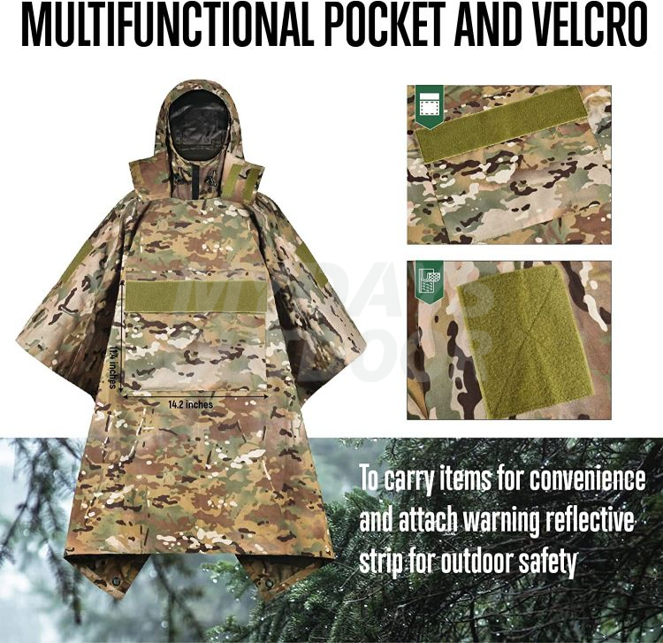Tactical Poncho Multipurpose Waterproof Military Tent Poncho MDSCH-3