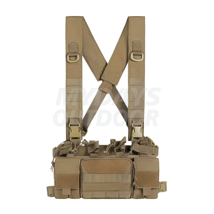 Tactical Chest Rig Bag Sports Vest with 5.56/7.62 Rifle & Pistol Mag Pouch & X Strap MDSSC-5