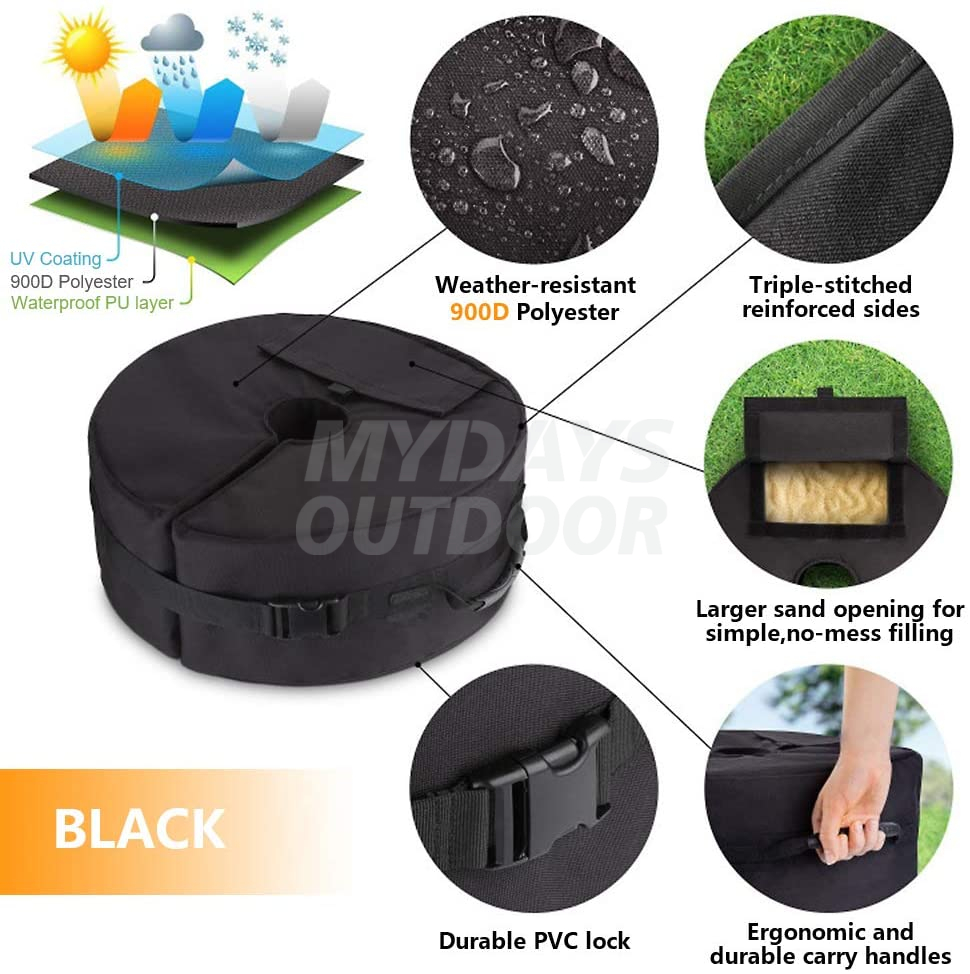 Round Umbrella Base Weight Bag Beach Tent Base Sand Bags with Side Slot Opening MDSGO-5