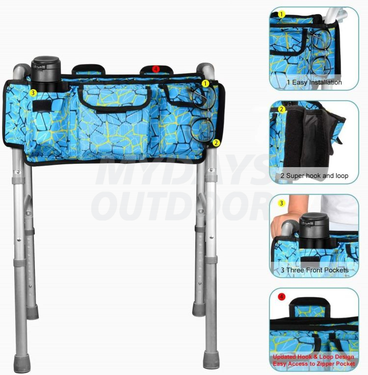 Folding Walker Basket Organizer Pouch Tote for Walker Rollator Scooters Wheelchair MDSOW-3- Mydays Outdoor
